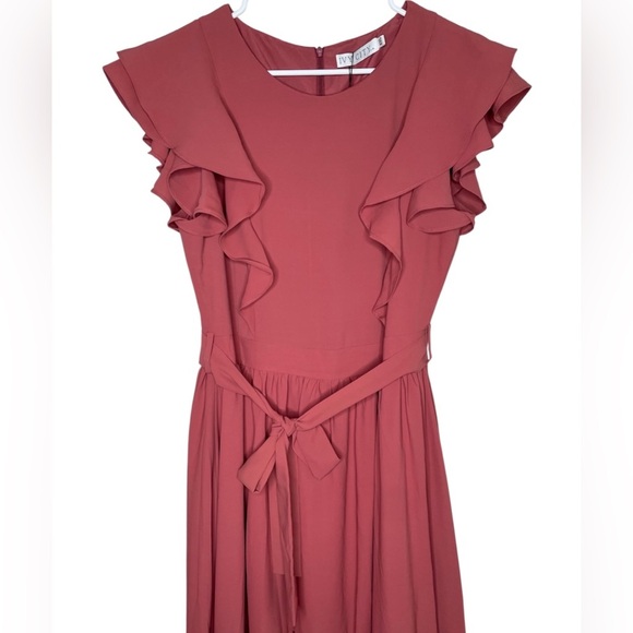NWT Ivy City Co Clary Midi Dress Size XXL in Magnolia Pink Ruffle Flutter Sleeve - Picture 6 of 11